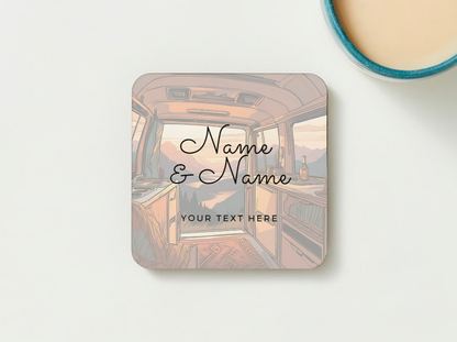 Motorhome Coasters Campervan SET of 2 or 4 Personalised