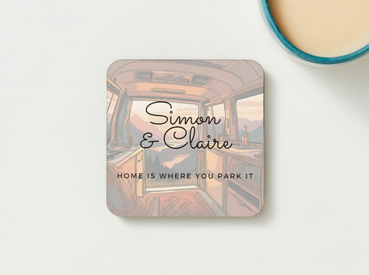Motorhome Coasters Campervan SET of 2 or 4 Personalised
