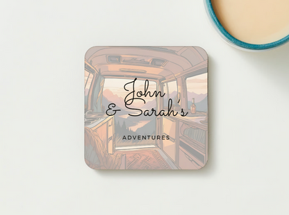 Motorhome Coasters Campervan SET of 2 or 4 Personalised