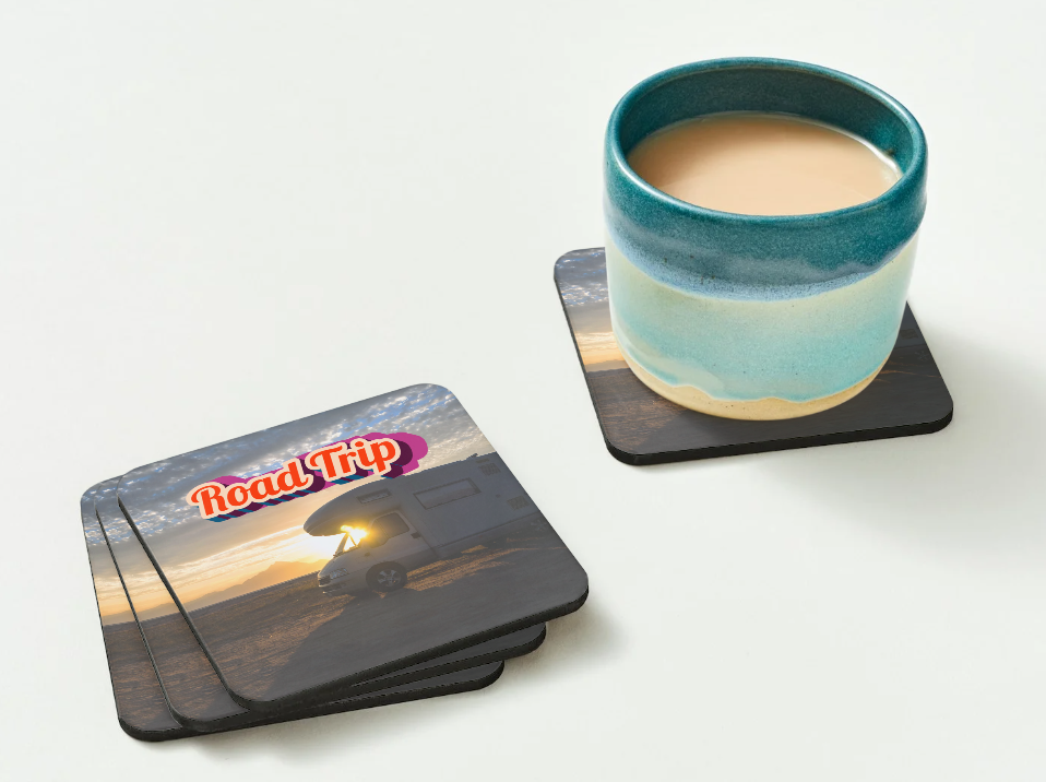 Motorhome Coasters Campervan SET of 2 or 4 Road Trip