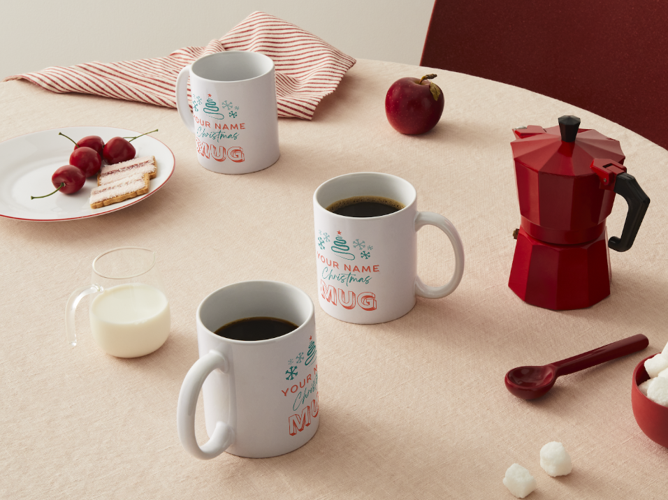 Personalised Christmas Mug & Coaster Set – Name Customised