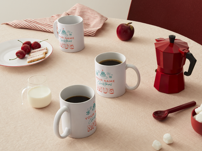 Personalised Christmas Mug & Coaster Set – Name Customised