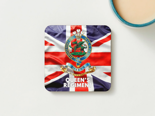 Queen's Regiment Military Coaster set of 2 or 4