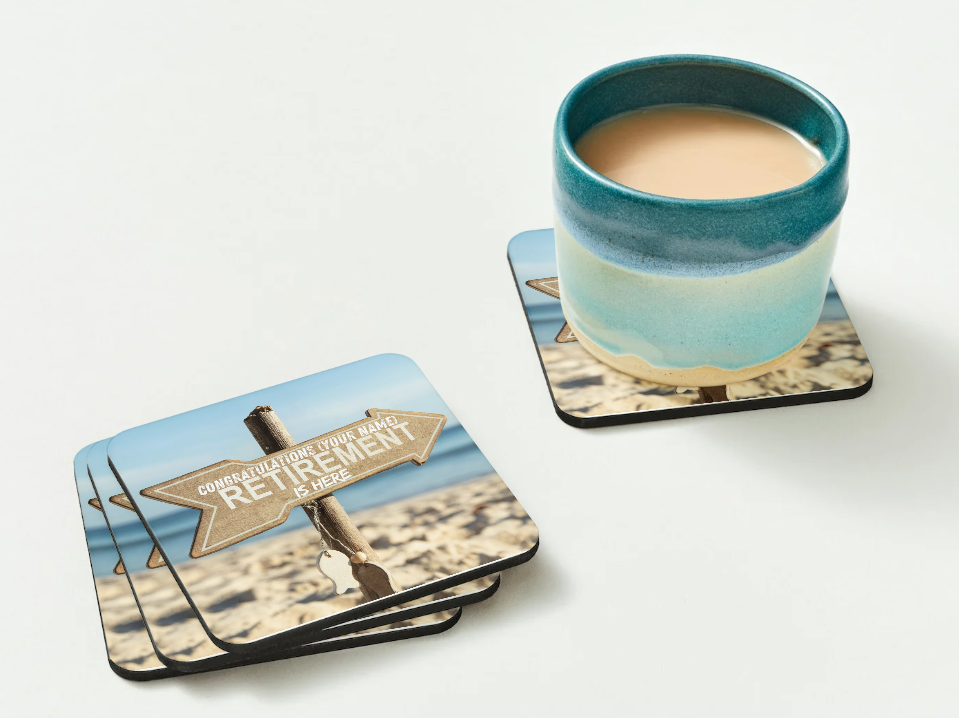 Retirement Coasters SET of 2 or more Personalised Retirement