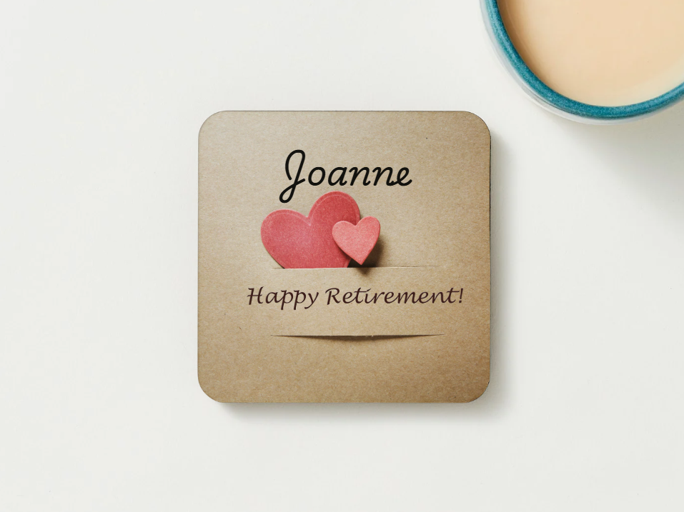 Retirement Coasters SET of 2 or more Personalised Happy Retirement