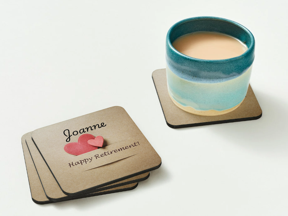 Retirement Coasters SET of 2 or more Personalised Happy Retirement